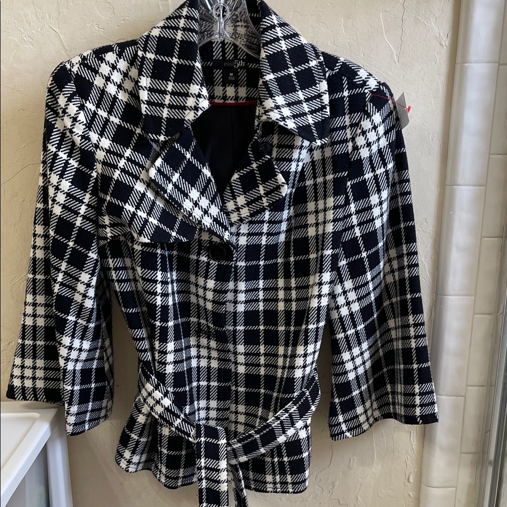 East 5th Black and White Plaid Blazer